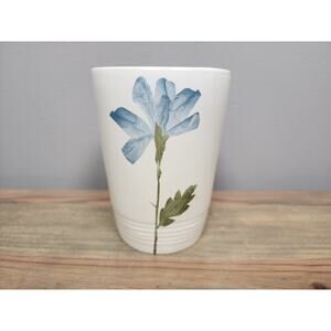 Croscili Spa Leaf Ceramic Pottery Bathroom Tumbler With Blue Flower